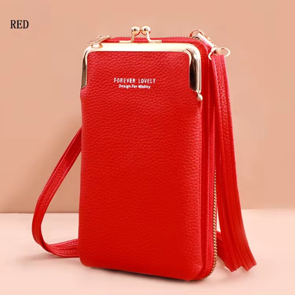 New Mini Crossbody Red Shoulder Womem Leather y2k I phone carry Purse Bag